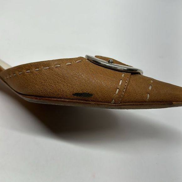 Prada Heels Low Kitten Heel Pointed Toe Buckle Suede in Light Brown Size 42 12 - Picture 6 of 16